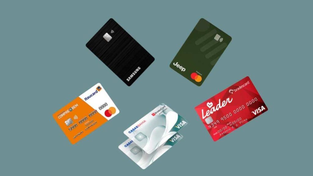 lista de 5 cartões de crédito de loja