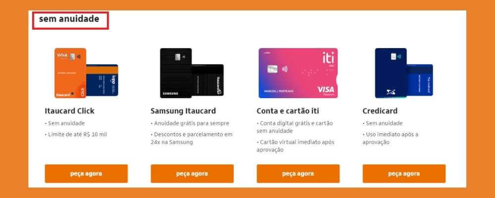 cartões de crédito sem anuidade banco itaú